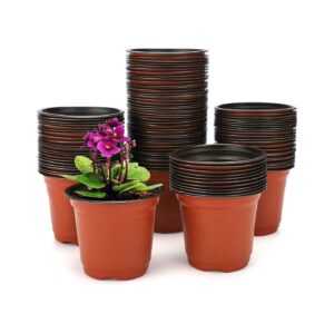 KINGLAKE 100 Pcs 4" Plastic Plants Nursery Pot