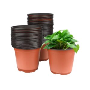 KINGLAKE 50 Pcs 6" Plastic Plants Nursery Seedlings Pot