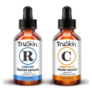 TruSkin Face Serum Duo – Retinol Serum for Face & Vitamin C Serum - 1 fl oz, 2 Bottles