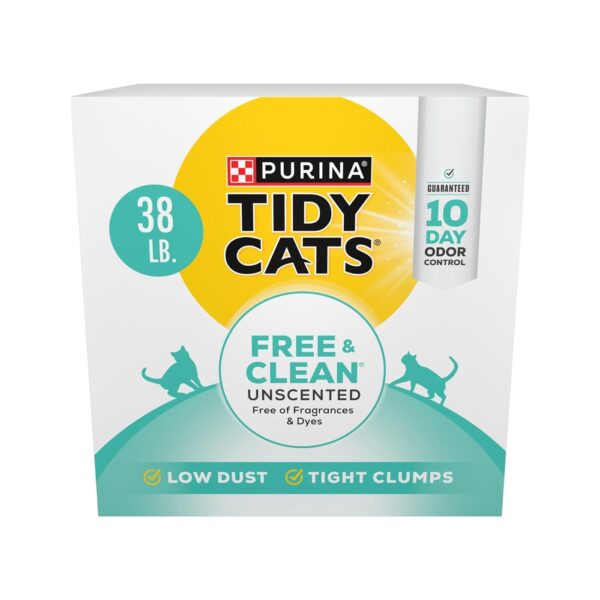 Purina Tidy Cats Clumping Cat Litter, Free & Clean Unscented Multi Cat Litter - 38 lb