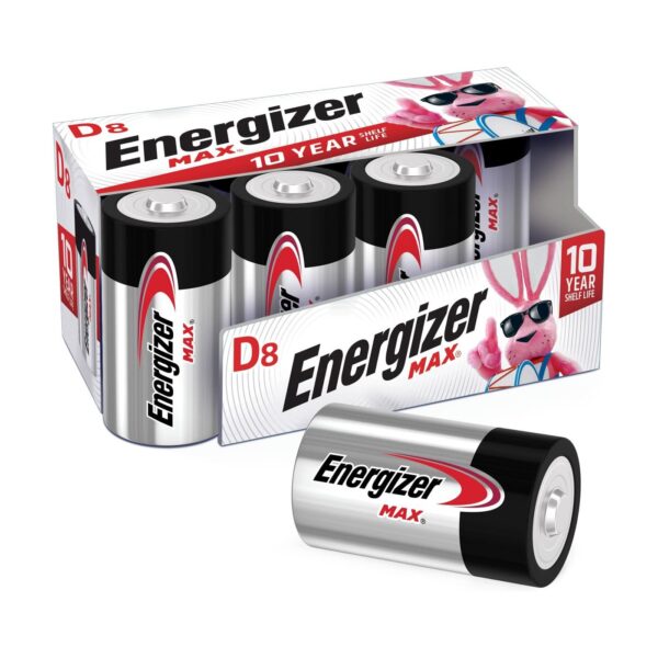 Energizer Max D Batteries, Premium Alkaline D Cell Batteries - 8 Battery Count