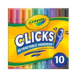 Crayola Clicks Retractable Tip Markers (10ct), Washable Art Marker Set 3+