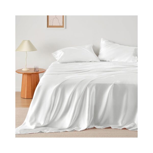 Bedsure Satin Sheets - Soft Satin Bed Sheets Queen Set, 4 Pcs Luxury Silky Sheets, Similar to Silk Sheets