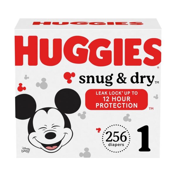 Huggies Size 1 Diapers, Snug & Dry Newborn Diapers, Size 1 (8-14 lbs), 256 Ct