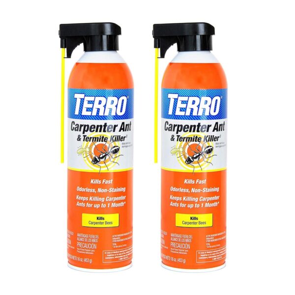 TERRO T1901SR Indoor and Outdoor Carpenter Ant, Termite, and Carpenter Bee Killer - 2 Pack (32 Oz)